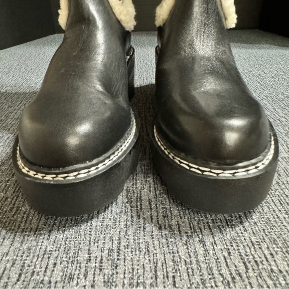 Calvin Klein Women’s Anissa Lug Sole Block Heel Cozy Faux Fur Chelsea Booties - Picture 7 of 16